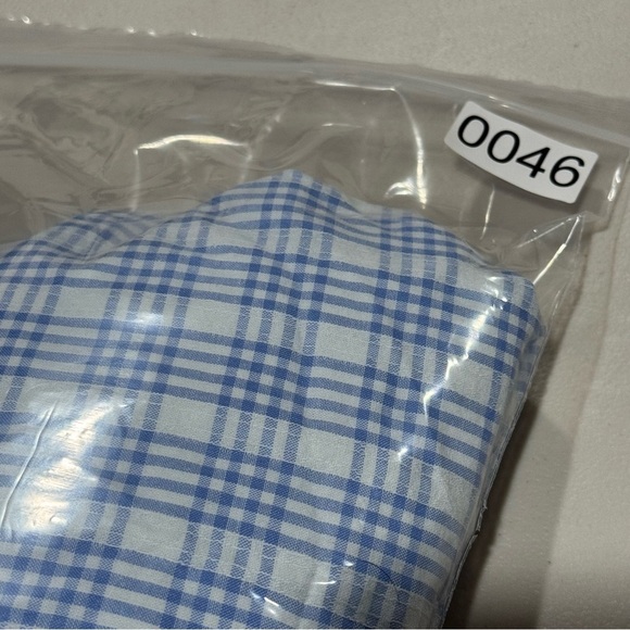 Mable NWT Small Blue Gingham Arleth Stripe Blouse And Shorts Set Puff Sleeve Tie - Picture 12 of 13